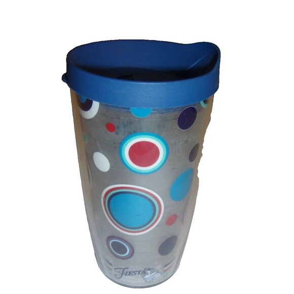 Fiesta Ware Tumbler Double Walled Blue Lid 16 oz. Made in USA by Tervis - Picture 1 of 6